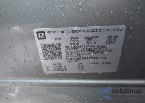 2025 Chevrolet Blazer Fwd 2Lt z USA, uszkodzony, nr VIN 3GNKBCR47SS115059